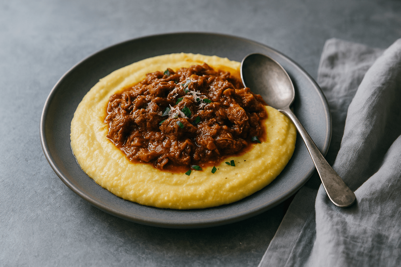 Italian-Style Beef Ragu with Cheesy Polenta