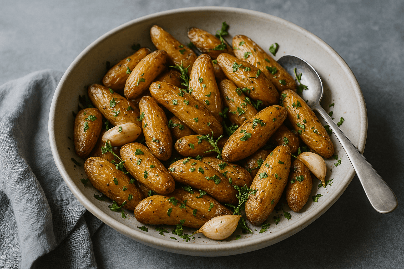 Roasted Fingerling Potatoes with Fresh Herbs and Garlic