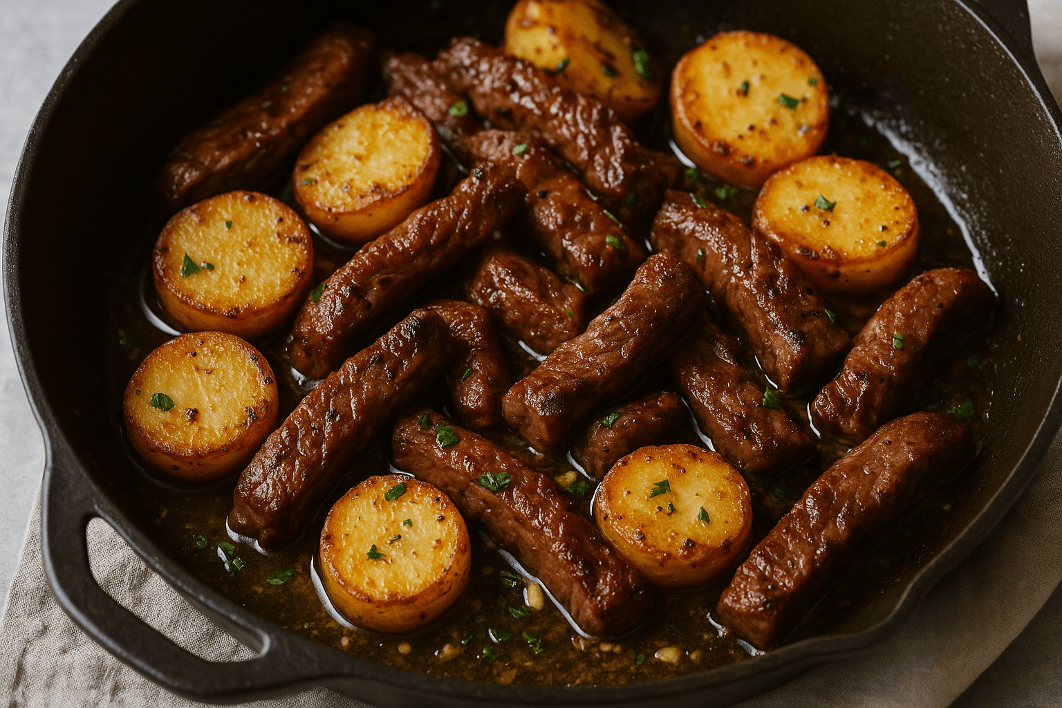 Garlic Butter Steak and Potatoes Skillet