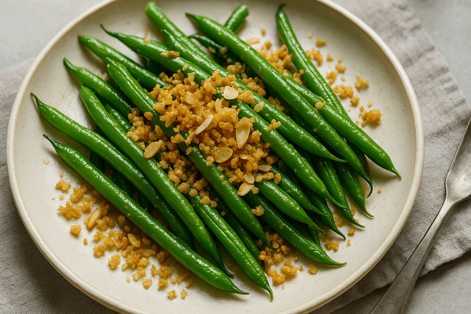 Lemony Green Beans With Almond Breadcrumbs